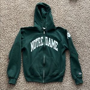 CHAMPION NOTRE DAME Adult Full Zip Hooded Sweatshirt ~ Size S Small